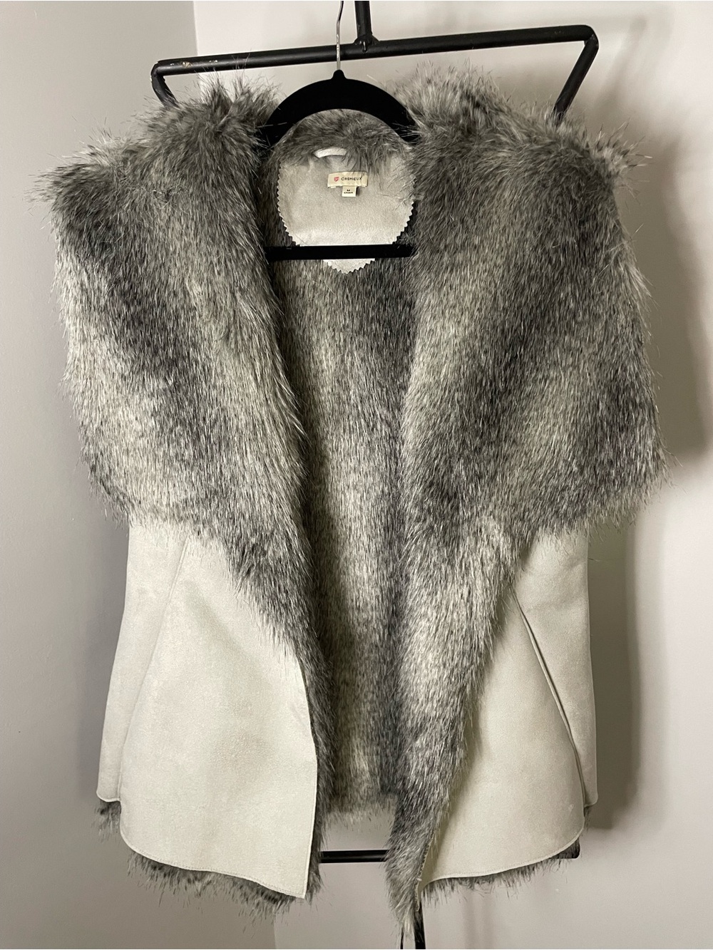 Daniel Cremieux Gray Faux Fur-Trim Suede Vest